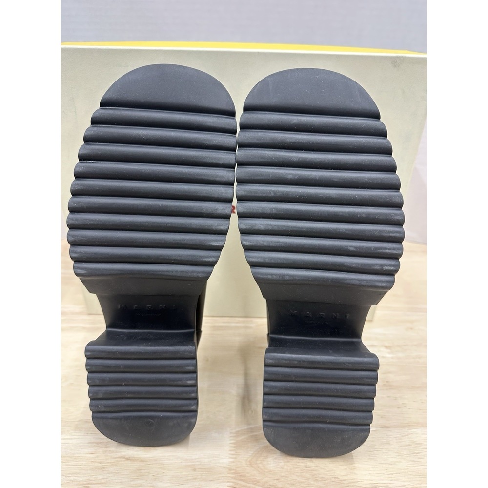MARNI Women's 38 Oversized Moccasin Shoes Black Leather Platform Loafers - NEW - Picture 7 of 8